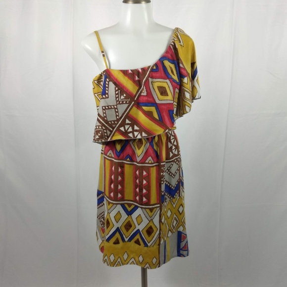 indulge Dresses & Skirts - Indulge Size XL 1 Shoulder Multi-Colored Dress EUC